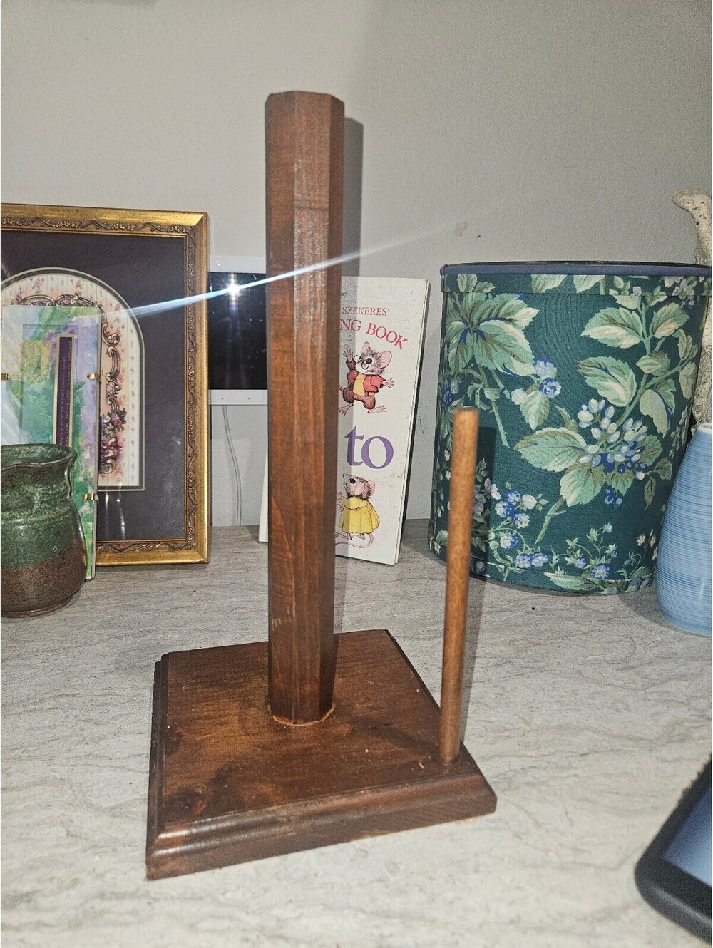 Wooden Paper Towel Holder Stand